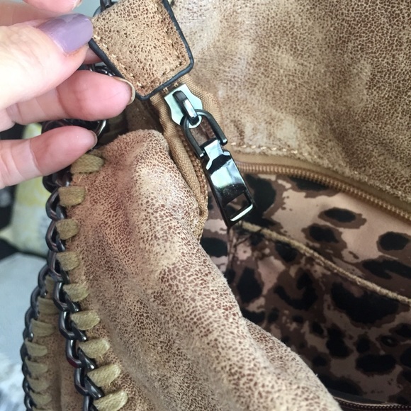 Khaki Fold Over Chain Women Oversized Bag. New - Picture 8 of 16